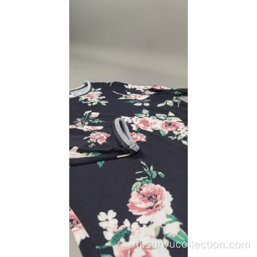 Lange mouw bloem print T-shirt